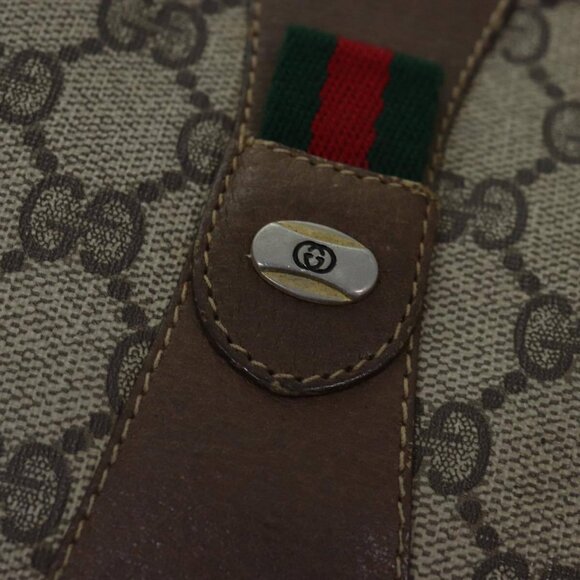 GUCCI GG Supreme Web Sherry Line Clutch Bag PVC Beige Red - Picture 10 of 16